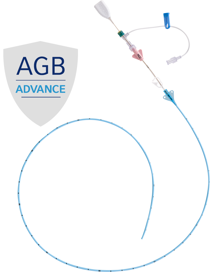 PICC with Arrowg+ard Blue Advance® antimicrobial, antithrombogenic technology.